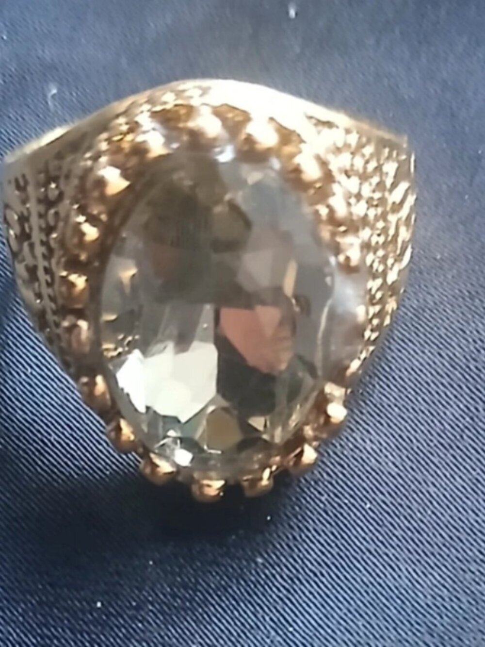 Goldtone Unisex Signet Mossanite Ring